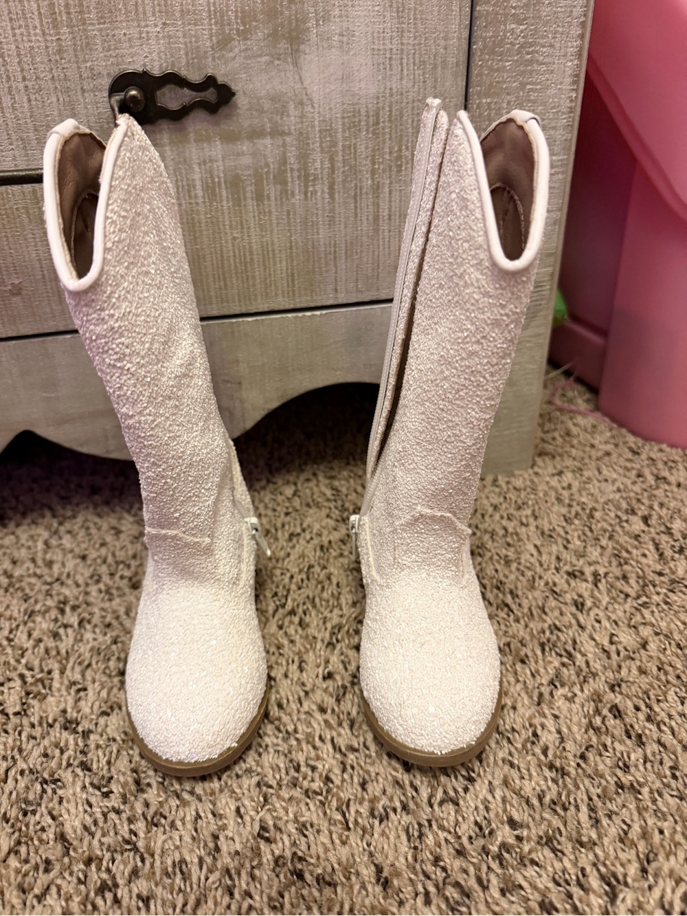 Girls Sparkle White Tall Boots - Kids